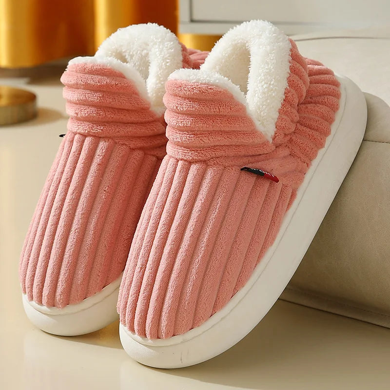 Shevalues Winter Men Slippers Short Plush Men Cotton Boots Indoor Fluffy House Fur Slippers Men Casual Soft Fur Furry Men Shoes