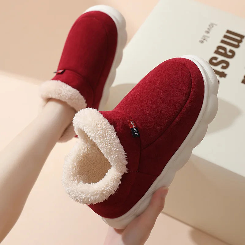 Shevalues Winter Men Slippers Short Plush Men Cotton Boots Indoor Fluffy House Fur Slippers Men Casual Soft Fur Furry Men Shoes