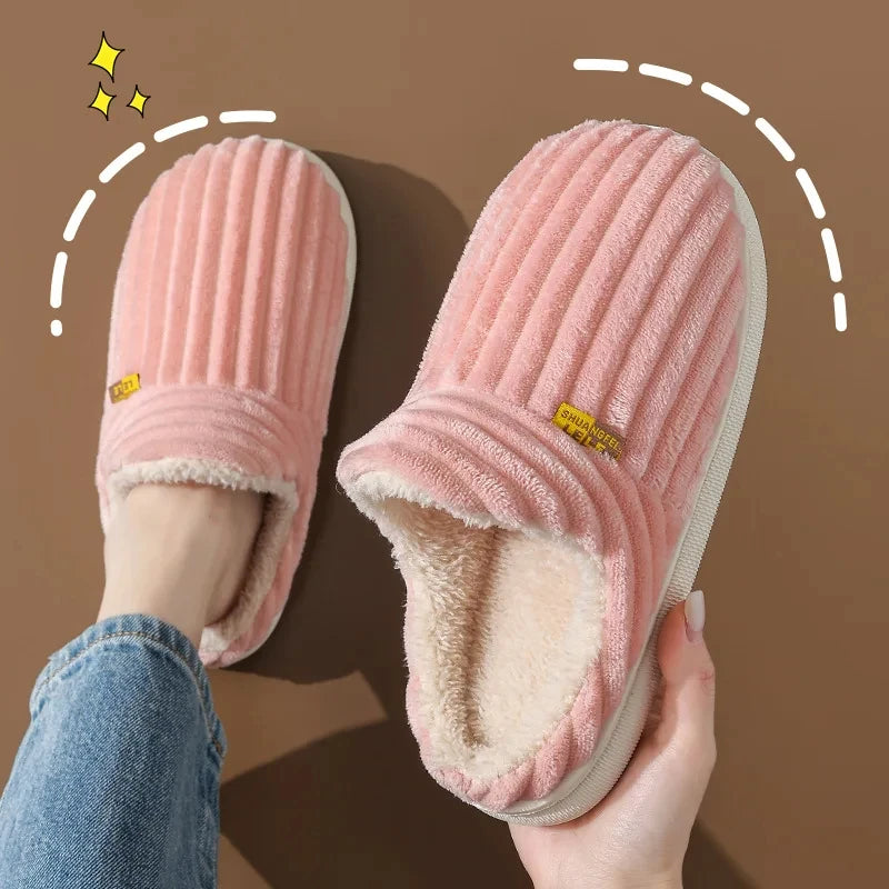 Shevalues Winter Men Slippers Short Plush Men Cotton Boots Indoor Fluffy House Fur Slippers Men Casual Soft Fur Furry Men Shoes
