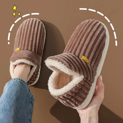 Shevalues Winter Men Slippers Short Plush Men Cotton Boots Indoor Fluffy House Fur Slippers Men Casual Soft Fur Furry Men Shoes