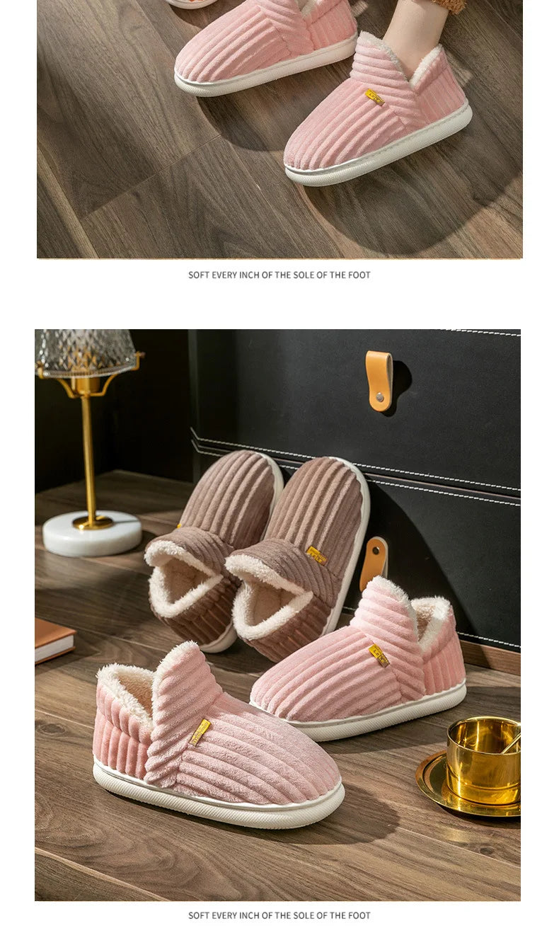 Shevalues Winter Men Slippers Short Plush Men Cotton Boots Indoor Fluffy House Fur Slippers Men Casual Soft Fur Furry Men Shoes