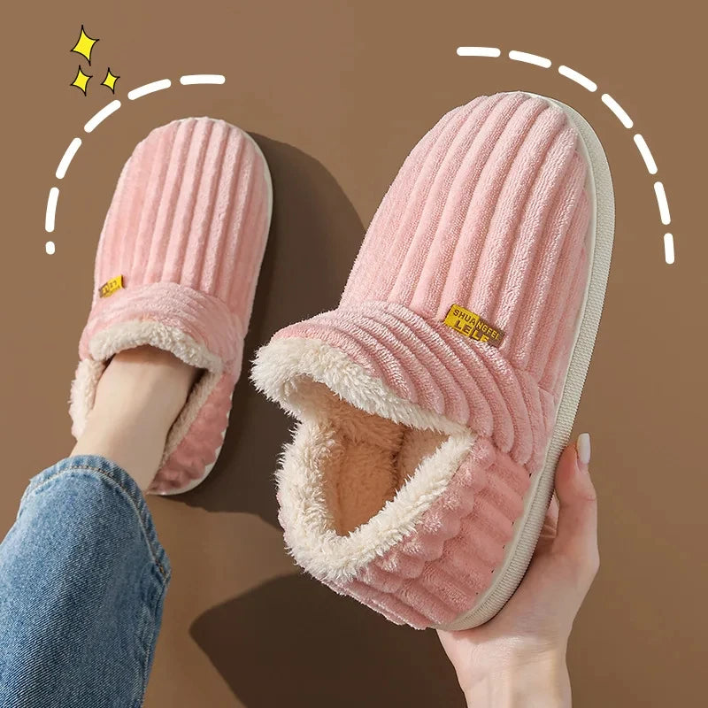 Shevalues Winter Men Slippers Short Plush Men Cotton Boots Indoor Fluffy House Fur Slippers Men Casual Soft Fur Furry Men Shoes
