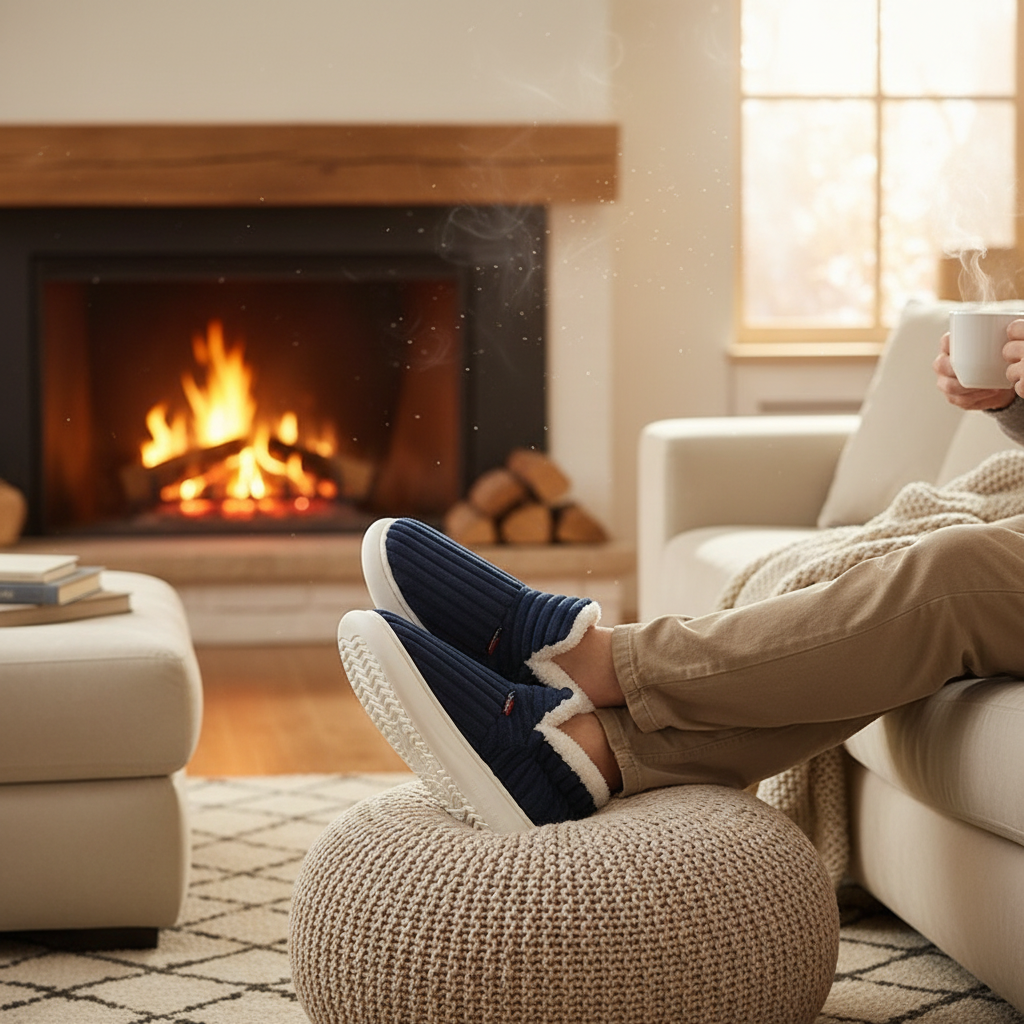 Shevalues Winter Men Slippers Short Plush Men Cotton Boots Indoor Fluffy House Fur Slippers Men Casual Soft Fur Furry Men Shoes